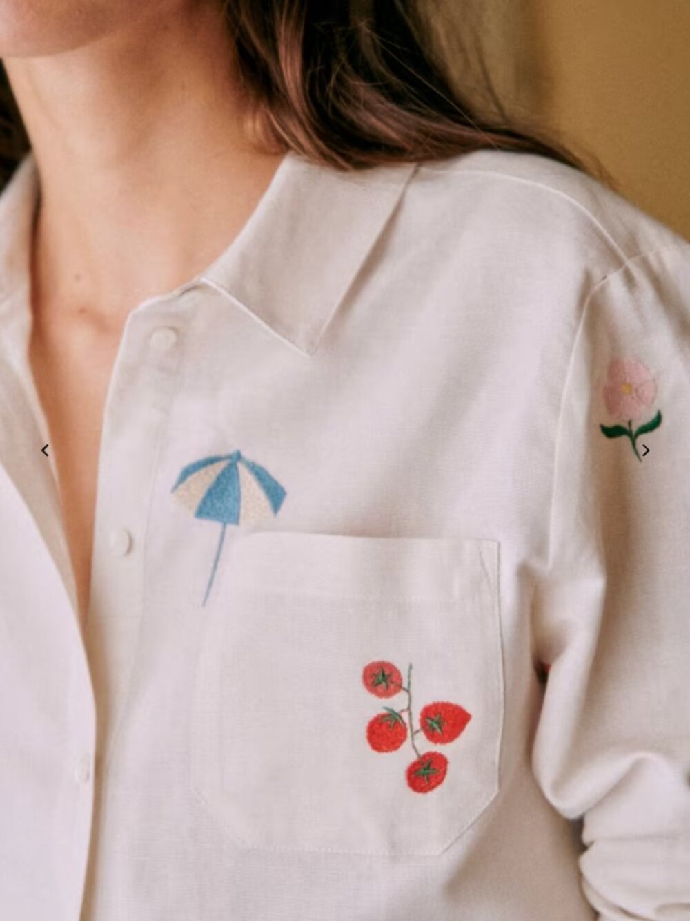 Sezane Embroidered Tomboy Shirt Italie 34 - Picture 3 of 6
